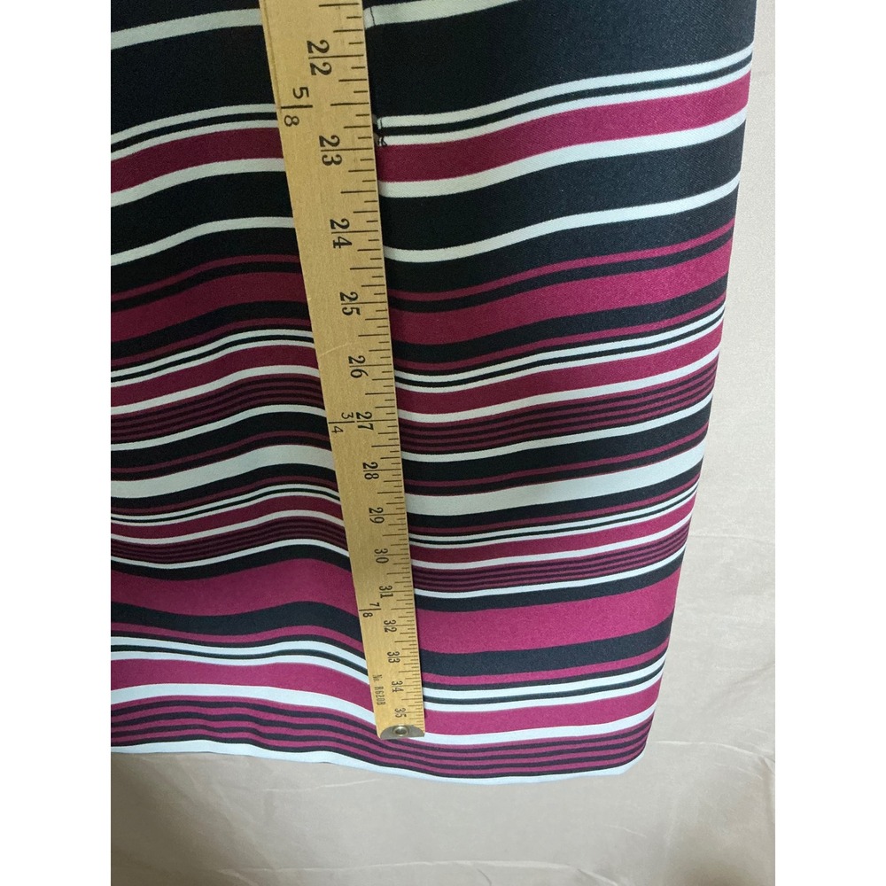 Shelby Palmer Sheath Dress Womens 12 Black Burgundy Striped Sleeveless Excellent - Picture 8 of 15